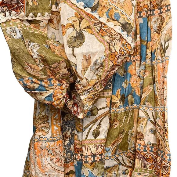 Zimmermann Chintz Billow Mini Dress Floral Crochet Long Sleeves Multi AU 0, US 4 - Picture 9 of 13